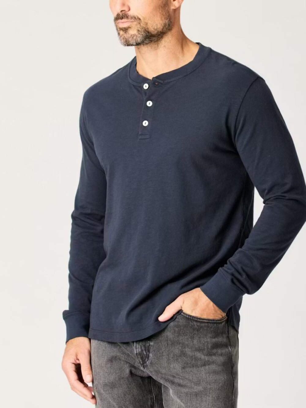 Flint and Tinder Vintage Slub Long Sleeve Henley Dark Navy Medium